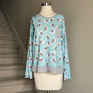 Cuddl Duds Sz M Christmas 🦙 Llamas PJ Top ONLY
